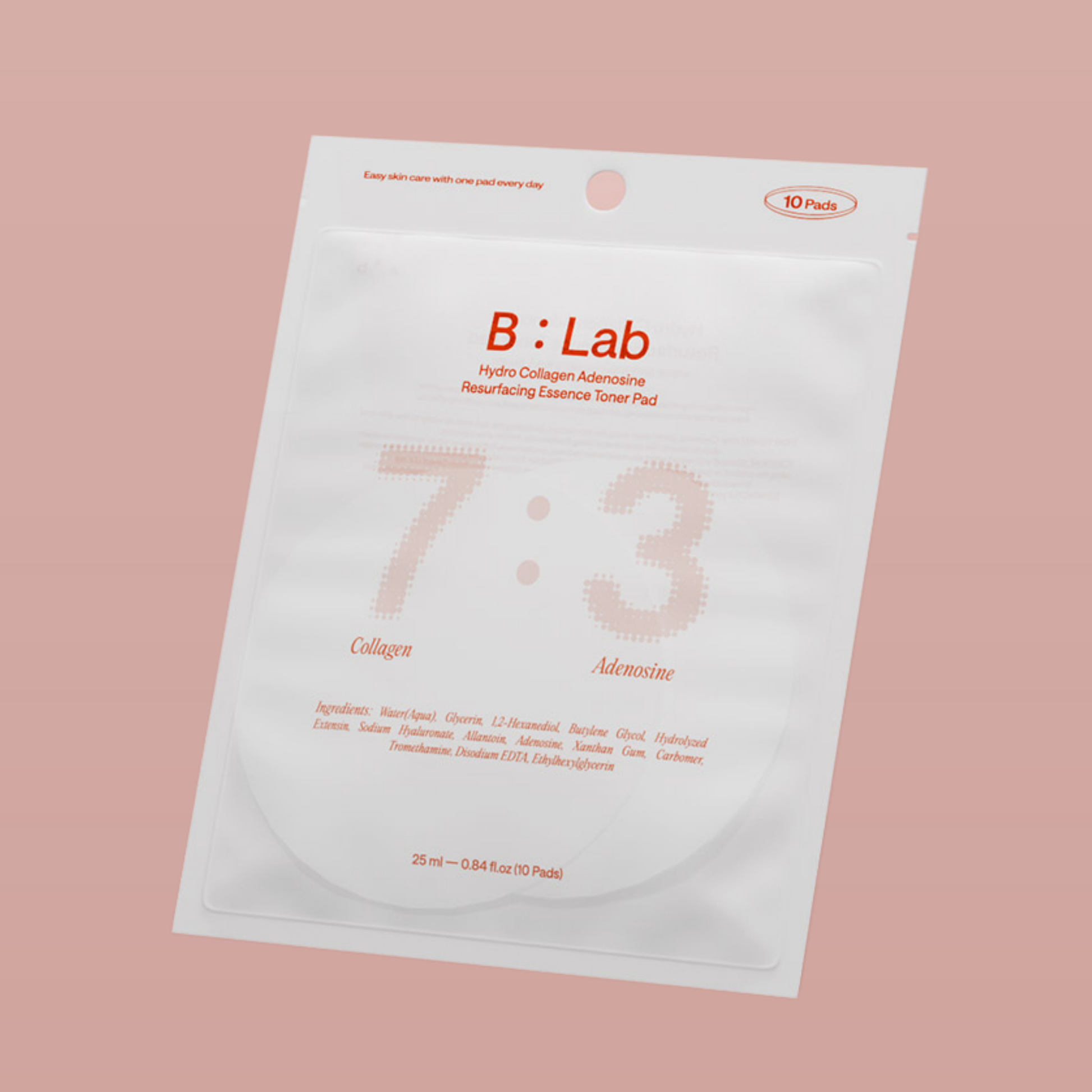 B:Lab 7:3 Hydro Collagen Adenosine Resurfacing Essence Toner Pad 10 unidades