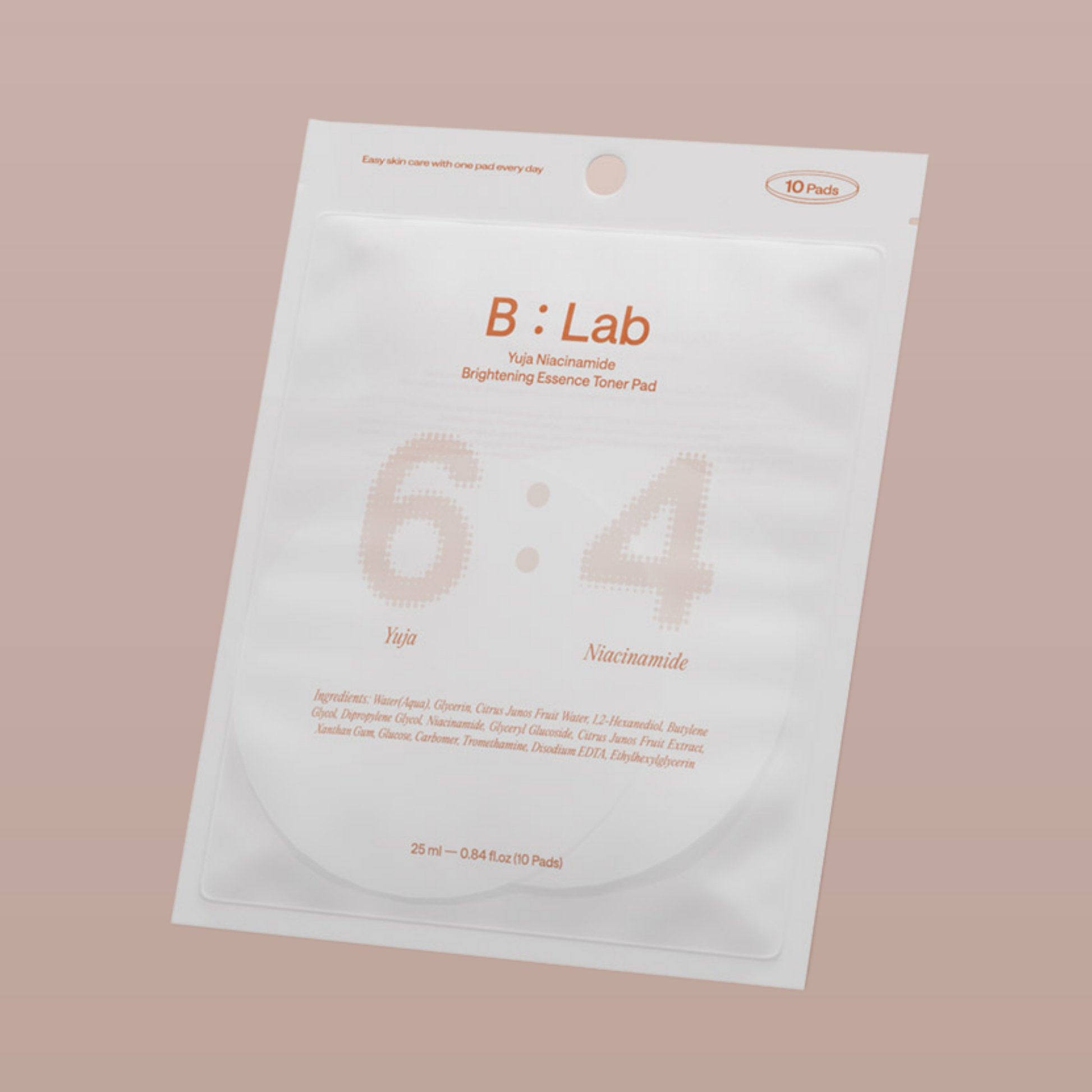 B:Lab 7:3  6:4 Yuja Niacinamide Brightening Essence Toner Pad 10 unidades