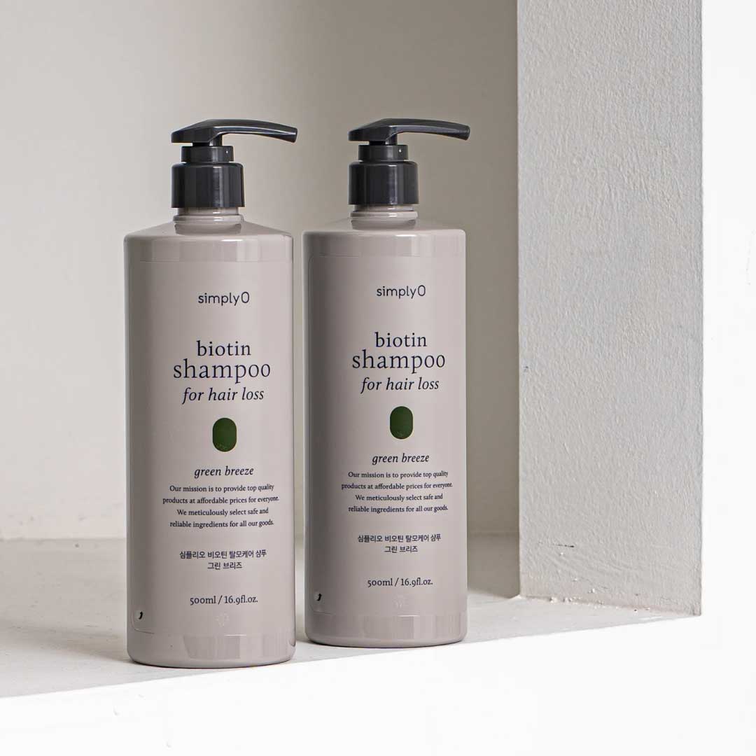 SimplyO Biotin Shampoo for Hair Loss (Green Breeze) 500ml
