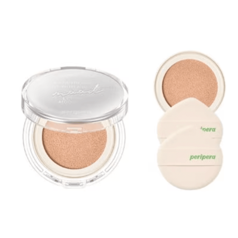 Peripera Mood Vegan Glow Cushion SPECIAL SET REFILL (1 Cushion + Repuesto) SPF50+ PA++++ 13 g + 13 g + 2 puff [Vencimiento próximo]